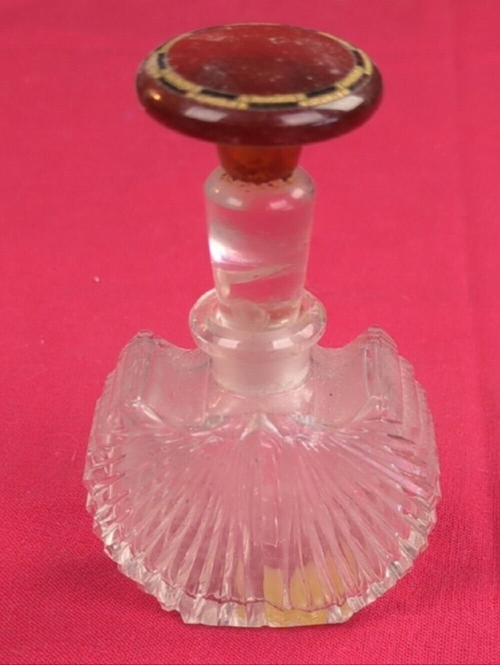 Vintage Art Deco Glass Perfume Bottle with Decorative Stopper